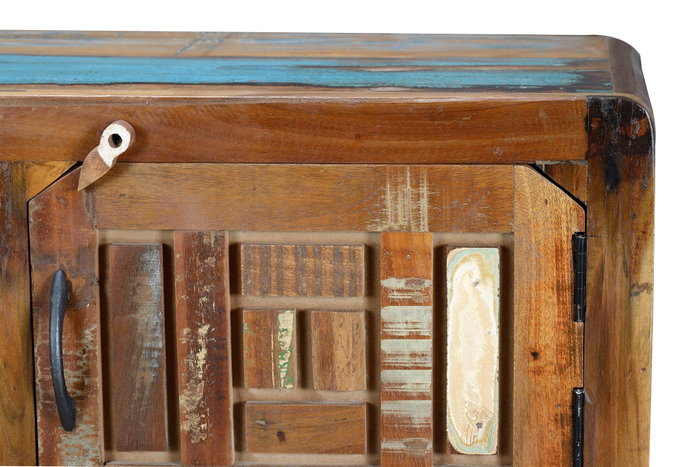 GINER Y COLOMER Mueble de TV en madera maciza reciclada con 2 puertas y 2 cajones